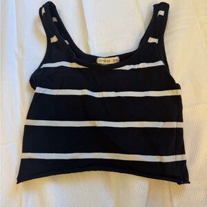 Cotton On Black and White Striped Crop Tank